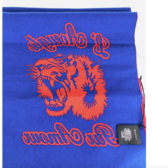 GUCCI Tiger Jacquard Wool Muffler Scarf - Picture 6 of 10